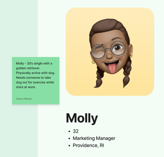 user persona Molly books last minute