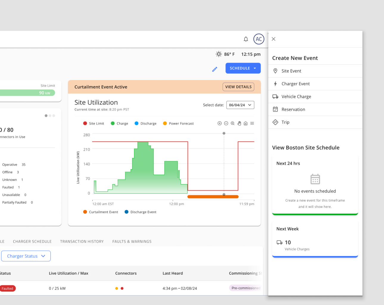 EV scheduling drawer shown on macbook