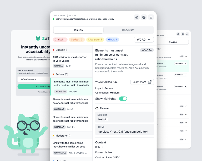 Za11y accessibility scanner chrome extension